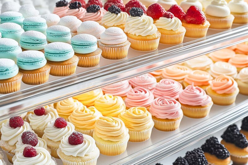 Colourful pastry display