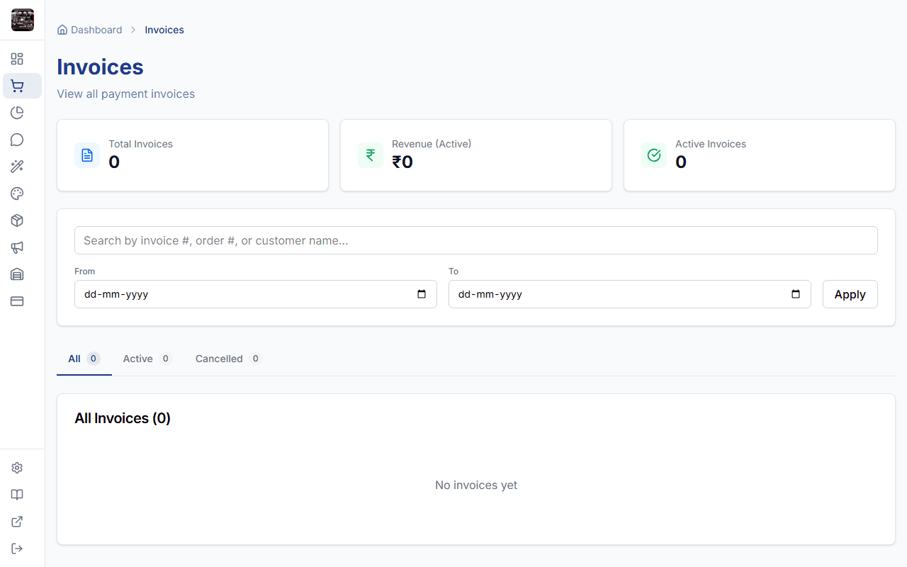 StoreBase invoice management with PDF generation