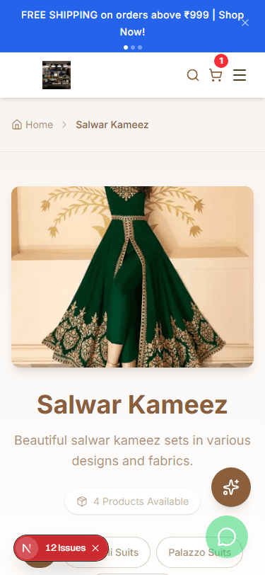 Category product listing on mobile